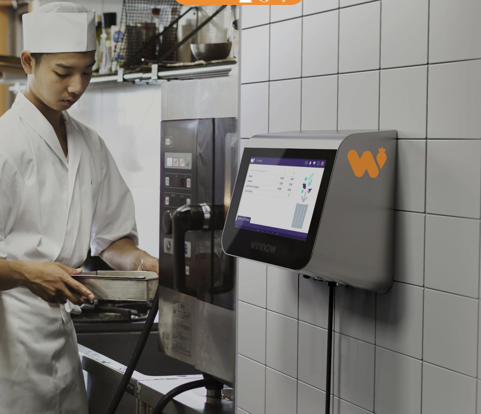 Category 2: Sustainable Food Tech. Winnows (UK) VisionAI+ system tracks food waste to produce monthly coaching sessions on waste reduction in up to five language options per tablet to support international employees.
